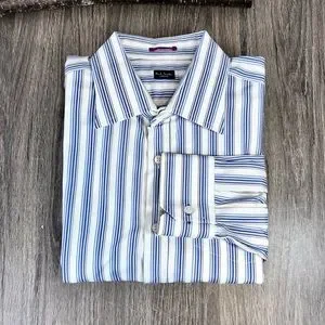 Paul Smith London | Shirts | Paul Smith Blue Stripe Cotton Dress Shirt Made  In Italy Size 7544 | Poshmark